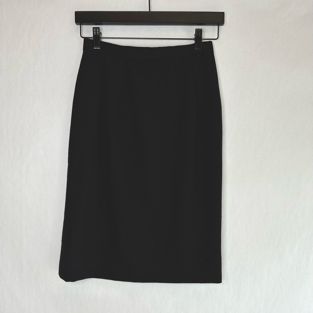 Carolina Herrera Wool Pencil Midi Black Skirt Size 8